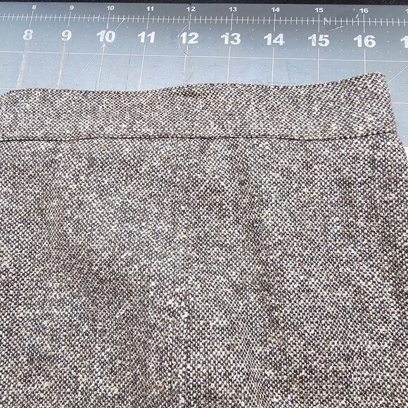 Conrad C Vintage Skirt Women Size 14 Brown 90s Midi Silk Wool Preppy Academia - Picture 6 of 10